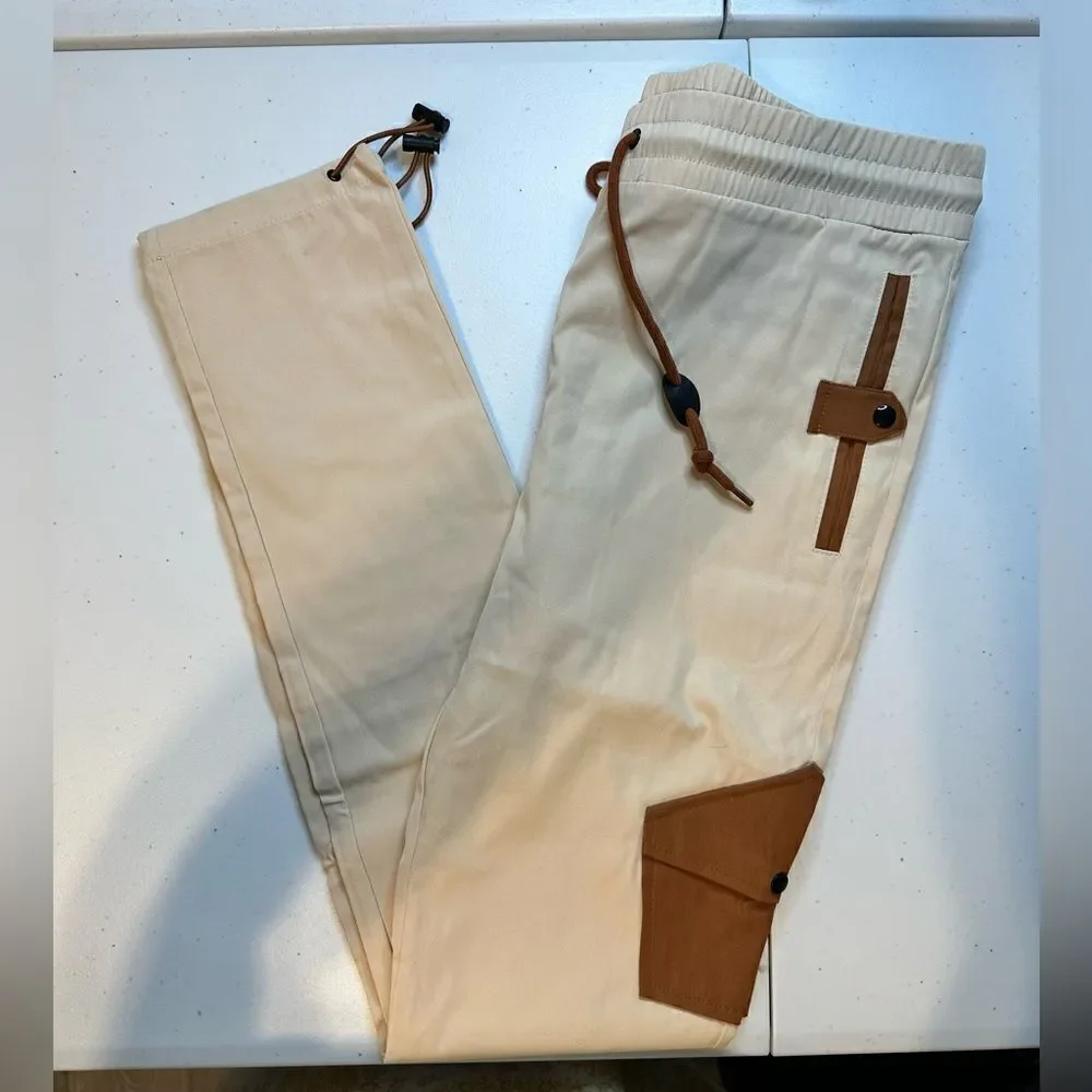 NWT The Hideout Co Men’s Snakes & Shapes Tan/Brown Cargo Jogger Pants - Size M